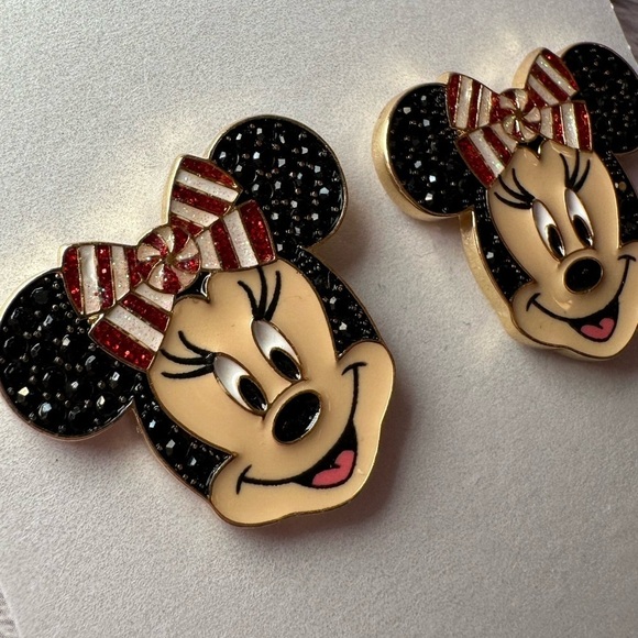 BaubleBar Minnie Mouse Earrings Red White Striped bow NWT - Picture 5 of 7